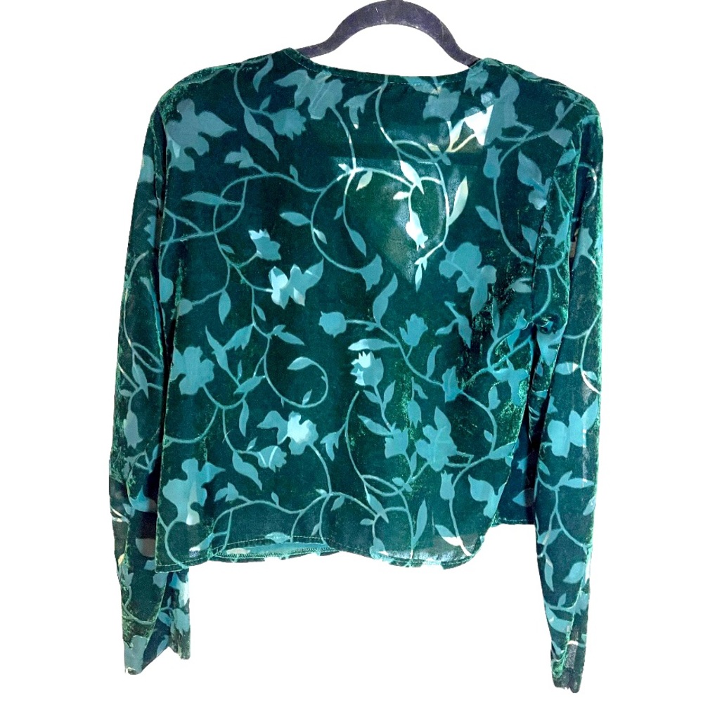 Rabbit Rabbit Rabbit Designs Green Burnt Velvet‎ Cardigan Button Front Jacket 12 - Picture 6 of 6